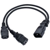 Cable de Extensión Divisor en Y para PDU UPS, IEC320 2 en 1, C14 Macho a Doble IEC 320 C13 Hembra para Monitor de Computadora e Impresora