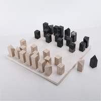 Échiquier en marbre minimaliste italien 2025, style Wabi-Sabi, pour villa et hôtel, en travertin naturel, artisanat de maison, plateau d'échecs en pierre