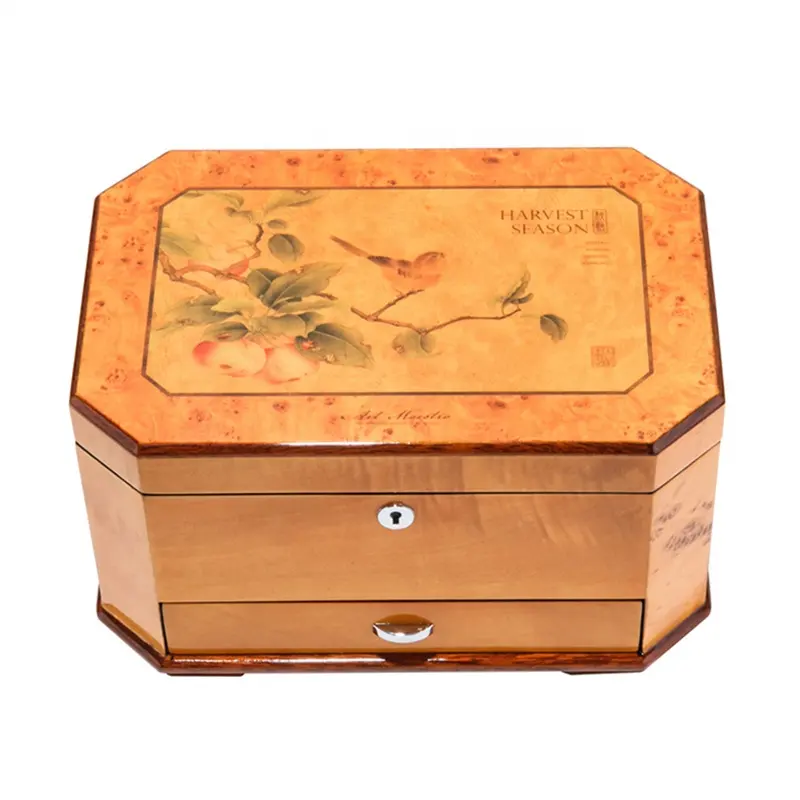 도매 고품질 로고 피아노 옻칠 단단한 나무 보석 포장 보석 상자