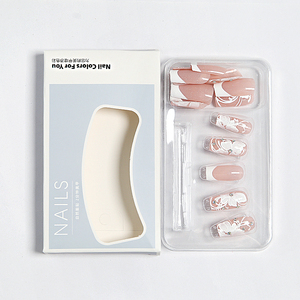 24 <span class=keywords><strong>faux</strong></span> ongles carrés à presser, rose nude, imprimé papillon blanc 3D, strass, réutilisables, en ABS, avec <span class=keywords><strong>colle</strong></span>, pour femmes, nail art de mariée - Product Image 4
