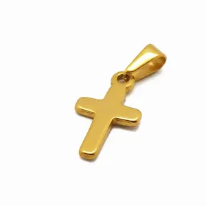 18k croix Suppliers-Haute qualité petite taille accessoires unisexe en acier inoxydable croix pendentif en or 18k