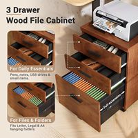 Meuble de classement en bois à 3 tiroirs avec roulettes, design sous bureau, pour rangement de documents juridiques/lettres/A4, idéal pour le bureau à domicile