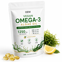 Cápsulas de Aceite de Algas Omega 3 Veganas de Etiqueta Limpia, a Base de Plantas, Sin OMG, Suplemento de Bienestar para Minoristas Profesionales, Venta al por Mayor, OEM