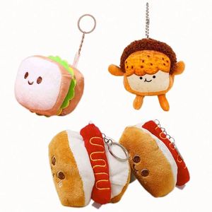 Llavero de Peluche Personalizado al por Mayor con Diseño Creativo de Bollo de Hamburguesa, Colgante para Bolso, Muñeca de Niña, Llavero de Comida de Juguete - Product Image 1