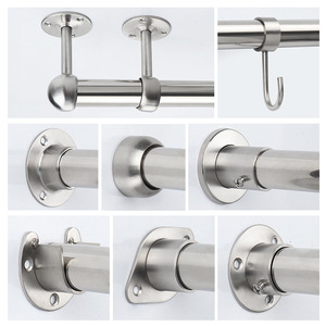 Support de tube à serviettes en acier inoxydable, support de <span class=keywords><strong>tringle</strong></span> à vêtements, bride de siège, support de suspension, embout de <span class=keywords><strong>tringle</strong></span> à rideau - Product Image 4