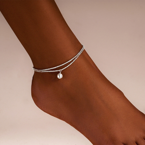 CANNER Bracelet de cheville en argent 925 avec breloques multicouches Perle, Étoile, Cœur, Croix, Chiffre 8, Bijou de cheville en gros - Product Image 2
