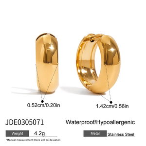 J & D经典风格不锈钢时尚金色3尺寸U形圆环耳环 - Product Image 5