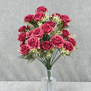 Fiori Artificiali di Seta all'Ingrosso, 24 Teste di Rose Felici di Alta Qualità per Decorazione d'Interni - Product Image 6