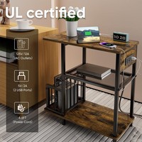 Table console en bois massif OEM ODM moderne multifonctionnelle avec station de charge USB et prises AC rétractables 125V/12A pour chambre et canapé
