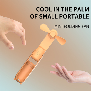 Mini ventilador portátil de <span class=keywords><strong>mano</strong></span> para niños, <span class=keywords><strong>aire</strong></span> <span class=keywords><strong>acondicionado</strong></span> colgante, giratorio, Usb, plegable, recargable, color rosa - Product Image 4
