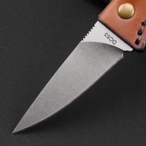 Navaja de Bolsillo Plegable de Acero Inoxidable con Mango de Cuero de Alta Calidad, Navaja de Camping Personalizable OEM, Portátil para Supervivencia al Aire Libre - Product Image 2