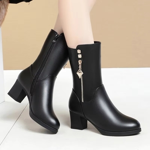 2026 Factory Wholesale Mid-Calf <strong>Boots</strong> - <strong>Burgundy</strong> Faux Fur Warm for Elderly <strong>Women</strong> Mother's Winter Shoes - Product Image 2