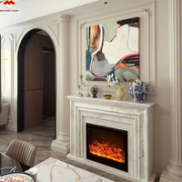 Cheminée autoportante en pierre naturelle de style moderne avec chauffage, sculptée à la main, pour la décoration intérieure de villas, hôtels et maisons de luxe, salon.