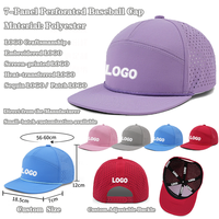 Casquette de baseball unisexe à séchage rapide, 7 panneaux, perforée, respirante, en polyester, avec logo personnalisé imprimé