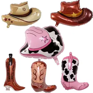 2024 New Arrivals Western Bachelorette Cowboy Cowgirl Boots Cap Hat Foil Balloon Party Decoration