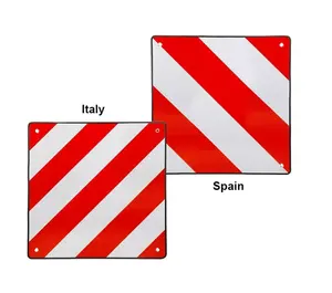 Dingfei sinal de aviso de alumínio, 2 em 1, para espanha, itália, vermelho/branco, 500x500mm, pvc, alemanha, sinal traseiro reflexivo