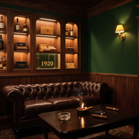 Canapé d'angle en cuir à siège unique, style club privé américain, avec cadre en bois vintage, pour bar à whisky, idéal pour salon de cigares