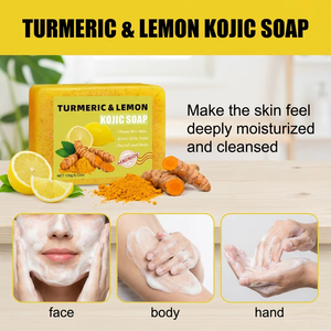 Jabón Facial de Cúrcuma y Limón al por Mayor, Eliminador de Manchas Oscuras, Aclarador de Acné, Jabón Blanqueador de Cúrcuma Orgánico Hecho a Mano - Product Image 4