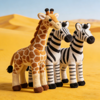 Jouets en peluche personnalisés pour enfants, mignons, de style dessin animé, girafe, zèbre, animaux en peluche pour machine à griffes, sur mesure