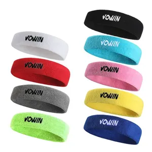 Custom Logo Embroidery Basketball Football Terry Cloth Sweat Head Bands Women Men Cotton Elastic Sports Headband Sweatband