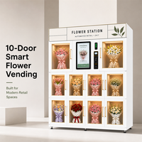 Máquina Expendedora Refrigerada Inteligente Comercial de 10 Puertas para Ramos de Flores Frescas con Pantalla Táctil y Pago con Tarjeta y Efectivo