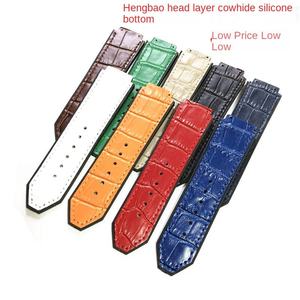 Hengbao Luxury Men's 25 23 21mm <b>Waterproof</b> <b>Silicone</b> Leather Watch Strap Convex Interface Breathable Buckle Clasp Stainless Steel - Product Image 1