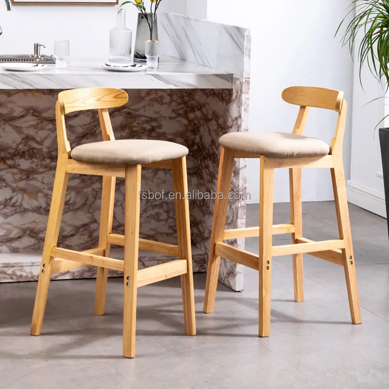 Modern Wooden Cheap High Stool Bar Chairs Tall Antique Industrial Vintage Rustic Back Kitchen high back chair