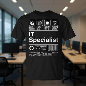 IT T-shirt Specialist Sarcastic Label nera da uomo, taglia media - Product Image 3