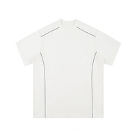 T-shirt à manches courtes pour couple, col rond ample, surdimensionné, en coton 220G 20S, avec empiècements en lin, doux, respirant, élégant, sur mesure
