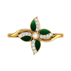 Anello Minimalista con Fiore in Smalto e Zirconi per Donne, Gioiello da Dito Fresco ed Elegante alla Moda - Product Image 1