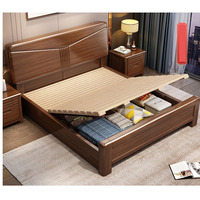 Cadre de lit moderne en bois massif avec rangement, taille Queen, design traditionnel, vente en gros d'usine, lits doubles en bois pour mobilier de maison