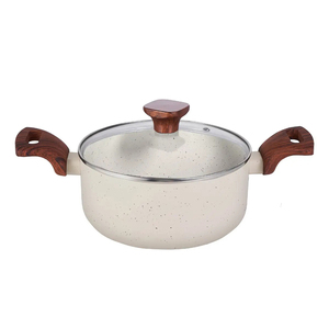 High Quality Modern <b>Ceramic</b> Marble Coated Pot <b>Pan</b> Glass Lids Bakelite Handles Non-Stick 6-Piece Aluminum Cookware Set Gas - Product Image 2
