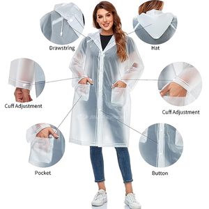 Capa de Chuva Personalizada com Logo para Homens e Mulheres, Impermeável, com Capuz, Poncho, Jaqueta Transparente de Vinil 100% PVC com Bolsos - Product Image 1