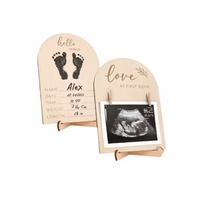Cadre photo à ultrasons en bois poli mignon pour cadeau de grossesse de naissance de bébé pour décor de chambre d'enfants pour la célébration d'anniversaire de bricolage