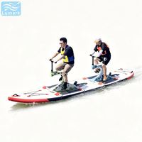 Vélo aquatique à pédales double siège avec cadre en plastique, grand tapis flottant SUP plat, portable et profilé pour la plage, du fabricant chinois Lumark