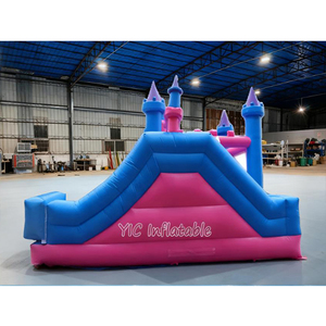 Château gonflable rose Princesse avec toboggan aquatique pour la location commerciale d'événements - Product Image 4