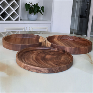 Plateau de service rond en bois super épais, plateau créatif en bois pour la nourriture occidentale - Product Image 2