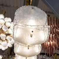 Lustre moderne en verre de Murano italien, effet vague d'eau, pour salle à manger, décoration de galerie, luminaires suspendus