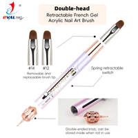 Nouveau printemps rétractable brevet Design Anti-alcool poignée en métal outils à ongles double extrémité stylo à ongles brosse à ongles française