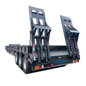 Heavy Duty 60t Tri-Axle 3 Axles Lowboy Semi Trailer Low Bed Truck Trailer For Sale