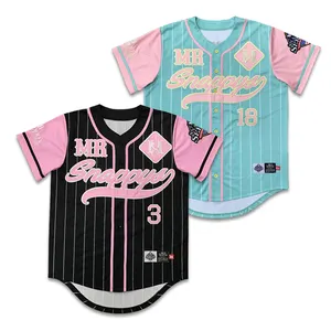 Maillot de Baseball pour hommes, personnalisé avec Logo brodé, rayé, Sublimation, vente en gros, nouvelle collection