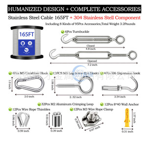 GZFTM Wire Rope Set 304 Stainless Steel Cable Railing Kit With Hooks And Clips <b>For</b> <b>Decking</b> - Product Image 2