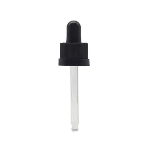13mm 15mm 18mm 24mm schwarz geripptes Serum Kosmetik glasflasche Kunststoff-Tropfer-Tropfer kappe mit kinder sicherer Funktion