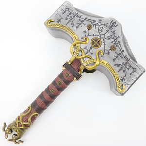 Marteau de Thor Mjolnir God <span class=keywords><strong>of</strong></span> <span class=keywords><strong>War</strong></span> <span class=keywords><strong>Ragnarok</strong></span> de 50 cm, réplique en métal avec runes nordiques, accessoire d'arme pour cosplay Comic Con - Product Image 3