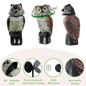 Ahuyentador de Aves Realista de Plástico con Cabeza Giratoria, Impermeable, Fácil de Instalar para Control de Plagas en Jardines Exteriores - Product Image 4
