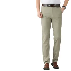 Breathable Washed Khaki Office Business Straight Pants Spandex Cotton Casual Loose Men Harem Pants