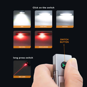 Linterna LED WOSEN Roja Potente con Láser, Clip de Aluminio, Multifunción, Magnética, Recargable, IP54, Haz Ajustable, USB - Product Image 2