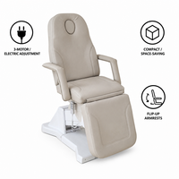 Cama de Belleza Eléctrica de 3 Motores, Compacta, con Reposabrazos Abatibles, Ahorra Espacio, Altura Ajustable, para Microblading, Tatuajes, Pestañas, Estudio, Salón, Spa