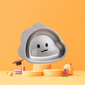 Assiette pour bébé en acier inoxydable en forme d'ours mignon, design de dessin animé, vaisselle pour enfants, sans BPA, qualité alimentaire - Product Image 2