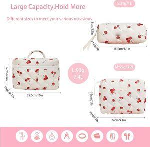 Grande Trousse de Toilette Portable Grande Capacité, Pochette de Voyage Tendance Cerise pour Cosmétiques et Soins de la Peau, Fermeture Éclair - Product Image 2
